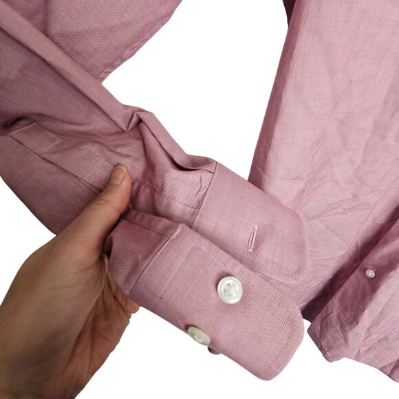 Boss Hugo Boss Dress Shirt Red Sharp Fit Button Front Long Sleeve Men 32/33 - Picture 4 of 9